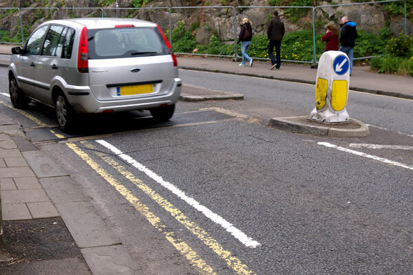 The photo for Narrow Approach To Clifton Suspension Bridge With Unsuitable Cycle Lane.